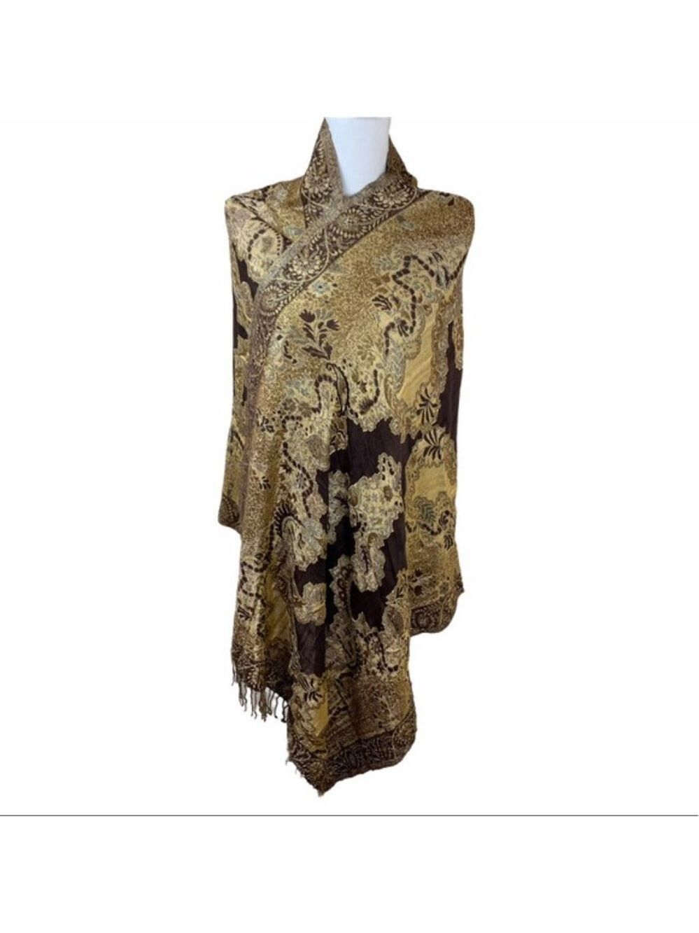 Brown Patterned Indian Scarf/Shawl/Wrap In Good Condition.‎ Women's Acce…